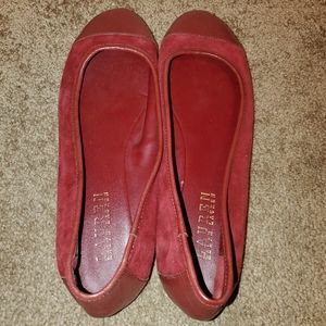 Ralph Lauren Burgundy Red Suede and Leather Cap Toe Ballet Flats Size 6M